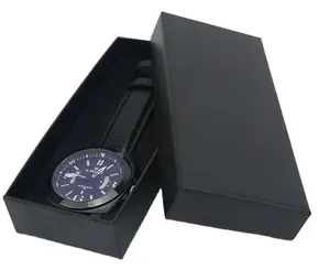 定制黑色皮革手表盒-带手表标志的豪华纸板礼品包装
