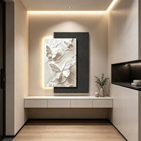 Art mural moderne de luxe à effet 3D, peinture décorative illuminée, motif papillon, décoration murale, décoration d'intérieur, entrée d'hôtel