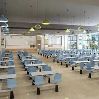 Combinaison moderne de table et chaises en métal pour cantine, unité d'entreprise, restaurant rapide, cantine pour employés d'usine