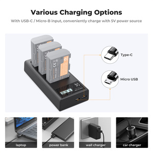 <span class=keywords><strong>Chargeur</strong></span> de batterie LCD à 3 emplacements K&F Concept LP-E6NH pour appareils photo EOS R5/R6/R7/5D/6D/7D Mark II avec entrée 11-18V - Product Image 2