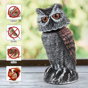 Fausses hiboux décoratifs pour effrayer les oiseaux, dissuasifs à tête rotative, statues d'ennemis de la nature, répulsifs antiparasites pour jardins et patios - Product Image 2