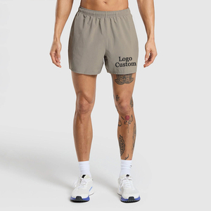 Pantalones cortos de poliéster con cintura elástica transpirable de 5 pulgadas para <span class=keywords><strong>hombre</strong></span>, ropa deportiva informal que absorbe la humedad para correr en blanco - Product Image 4