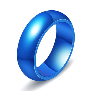 Bague en acier inoxydable 6 mm, couleur bleu, argent, or, bijoux géométriques simples et tendance, cadeau, vente en gros - Product Image 4