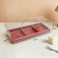 Boîte à gâteau rectangulaire transparente en carton, 3 pièces, pour desserts, pâtisseries, bonbons, emballage cadeau
