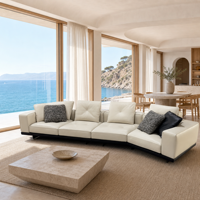 Modulares Konvertierbares Ecksofa aus Echtleder mit Abnehmbaren Bezügen, Abnehmbaren Rückenlehnen, CNC-Gefrästen Paneelen und Zapfen- und Dübelführung