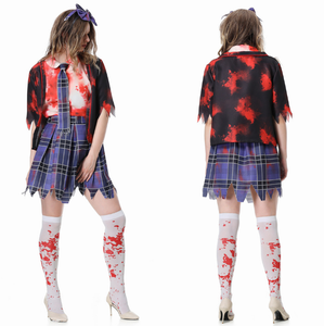 Halloween Horror Vampiro Bloodstained Schoolgirl Zombie Cosplay disfraz estudiante uniforme ropa <span class=keywords><strong>de</strong></span> actuación para baile <span class=keywords><strong>de</strong></span> escenario - Product Image 6