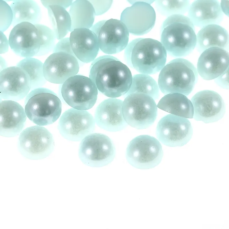 Perlas sueltas de plástico ABS de colores AB, abalorios de perlas semiredondas, perlas planas de espalda plana a granel para diseños de uñas de tela