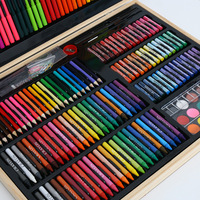 Fournisseur fabricant 251 pièces Ensemble de papeterie en boîte en bois Ensemble de peinture artistique Crayon de peinture de haute qualité Ensemble de peinture artistique pour enfants