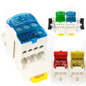 UKK80 DIN Rail terminal block UKK80A screw terminal with safety cover high current distribution terminal blue red yellow green