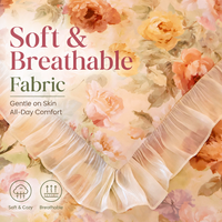 Ensemble de literie en coton premium à volants en mousseline de soie à motifs floraux français pour chambre à coucher