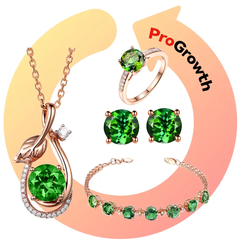 Klee Voll diamant Armband Grüne Kristall klaue Einstellung Turmalin Ohrringe Modeschmuck Set Blatt Anhänger Halskette Ring