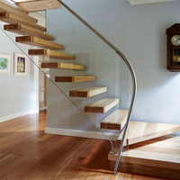Escalier flottant cantilever Prima avec support dissimulé pour une esthétique minimaliste de la maison