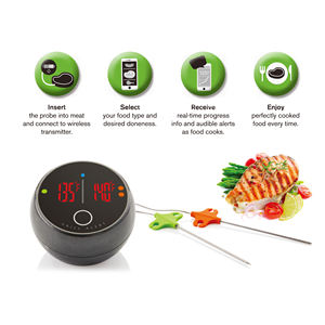 Цифровой беспроводной термометр для барбекю с управлением через приложение, Bluetooth, с сигнализацией, магнитным основанием и 2 щупами для удобного использования в быту - Product Image 2