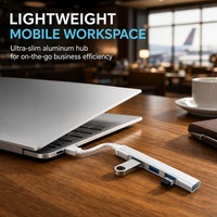 Hub USB 3.0 portable en alliage d'aluminium à 4 ports, ultra fin, haute vitesse, pour ordinateur portable professionnel, tablette, clé USB