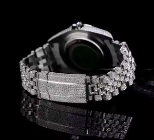 Montre de luxe pour homme en moissanite et diamant, boîtier de 5 mm, mouvement à quartz de précision, montre-bracelet haut de gamme en acier inoxydable pour affaires - Product Image 4