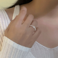 Französischer Stil verstellbare Senior Elastic Rope Perlen Süßwasser Perle Fingerring Frauen