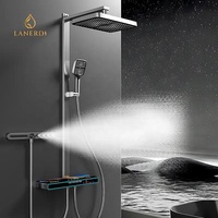 Vente en gros de système de douche de massage thermostatique à effet de pluie robinet de bain à jet corporel en laiton avec noyau de vanne en céramique pour grossistes