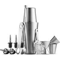 Vente en gros d'usine, 8 pièces, accessoires de bar réutilisables, écologiques, durables, en acier inoxydable, outils de bar, kit de barman, shaker à cocktails