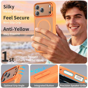 <span class=keywords><strong>Coque</strong></span> de protection magnétique mate effet seconde peau avec support et cadre d'objectif métallique premium pour <span class=keywords><strong>iPhone</strong></span> 18 17 Pro Max – Vente en gros - Product Image 3