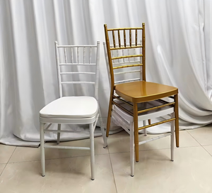 เก้าอี้ทิฟฟานี่สีขาวทองพร้อมเบาะรองนั่งสำหรับงานเลี้ยงงานแต่งงานงานเลี้ยงโรงแรม - Product Image 3