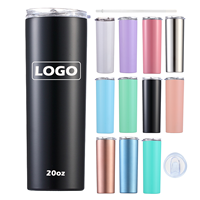 Personnalisé 20 oz double mur en acier inoxydable voyage tasse vide isolé tumbler droite maigre tumbler avec couvercle et paille