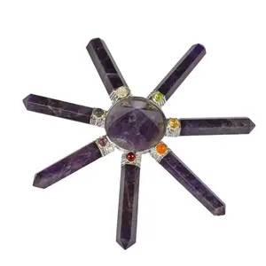 Online kaufen 7 Bleistift Amethyst Chakra Heil generator-Großhandel meta physische Heil werkzeuge