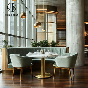 Canapé <span class=keywords><strong>moderne</strong></span> en velours courbé avec <span class=keywords><strong>table</strong></span> et chaises en marbre rond pour café, restaurant et espace de restauration - Product Image 4