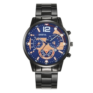 Montre Homme Tendance en Acier Inoxydable Doré, Montre-Bracelet à Quartz Style Sportif, Multi-Cadrans, Montre d'Affaires - Product Image 3