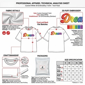 T-Shirt Oversize <span class=keywords><strong>di</strong></span> Alta Qualità con Ricamo Personalizzato per <span class=keywords><strong>Uomo</strong></span>, Magliette <span class=keywords><strong>di</strong></span> <span class=keywords><strong>Lusso</strong></span> con Stampa e Ricamo Personalizzati - Product Image 4