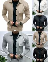Veste chemise imperméable en nylon pour homme, avec col, manches longues en spandex, couleur unie, pour l'hiver, tenue de travail, à superposer