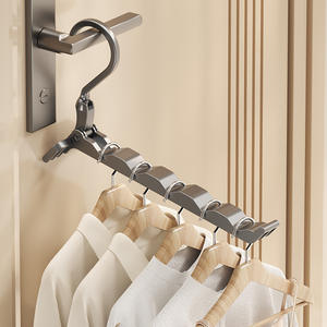 Porte-vêtements sans perçage à suspendre sur la porte, type crochet, noir, rectangulaire, organisateur de vêtements pour ranger les vêtements, les cravates et les pantalons - Product Image 2