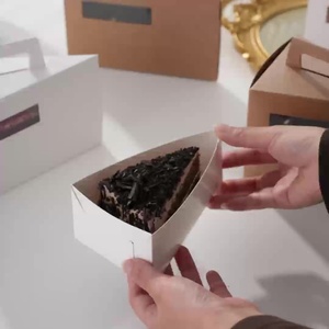 Sunshine Wholesale Triangular Slice Cake Sandwich Individual Paper <b>Box</b> Take Out Dessert <b>Box</b> with Handle - Product Image 6