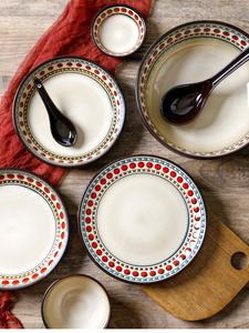Assiettes en porcelaine écologiques inspirées de Mars, points rouges créatifs, vaisselle personnalisable en gros pour les restaurants haut de gamme, les hôtels et les mariages - Product Image 3