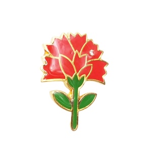 Accept customization Logo Cheap Fashion Mother's Day Pins Metal carnation flower Badge - Product Image 6