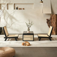 Ensemble table et chaises en rotin et bois massif moderne, chambre à coucher/salon, petite table à thé de loisirs avec chaise à dossier