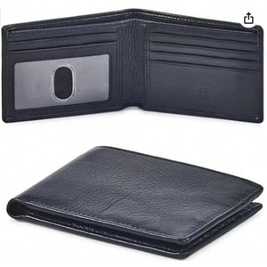 Échantillon gratuit : Portefeuille homme en polyester véritable, fin et élégant, avec blocage RFID, pour poche avant - Fin et stylé avec fenêtre pour carte d'identité, idéal pour offrir - Product Image 1