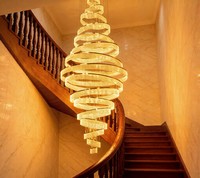 Lustre LED circulaire de luxe nordique, lampe de plafond moderne en verre pour hall d'hôtel, villa, duplex, escalier, décorations intérieures