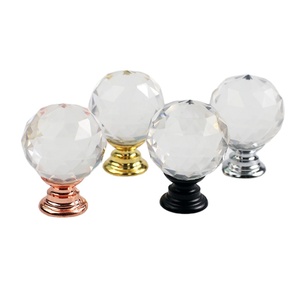 Poignée en verre boule de cristal doré Base en alliage d'aluminium Porte d'armoire moderne monotrou poignée de luxe légère en cristal - Product Image 1