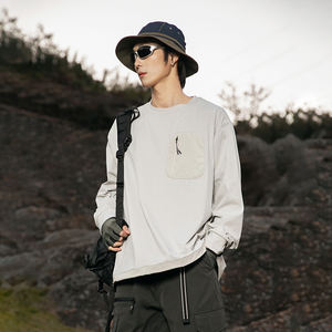 Suéter de manga larga para hombre con combinación de colores, nueva chaqueta tipo camiseta holgada para primavera 2025, absorción de humedad, secado rápido, protección solar - Product Image 1