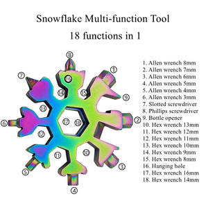 Edc — ouvre-bouteille 18 en 1 en acier inoxydable, clé de Camping extérieur, <span class=keywords><strong>flocon</strong></span> de <span class=keywords><strong>neige</strong></span>, clé hexagonale, <span class=keywords><strong>multi</strong></span>-outil coloré pour vélo, nouveau Design edc - Product Image 3