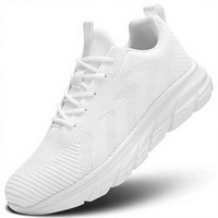 Kvovzo Chaussures de course d'été pour femmes, antidérapantes, respirantes, légères, en dentelle, chaussures de marche, de gym, blanches, 8