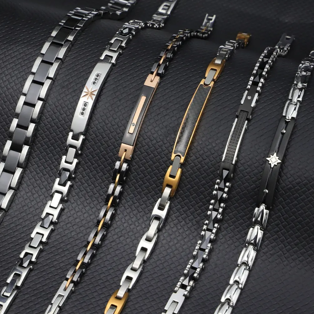 Chaîne de bijoux personnalisée Bracelet en acier inoxydable Bracelet de zircone Bracelet Homme Bijoux pour hommes