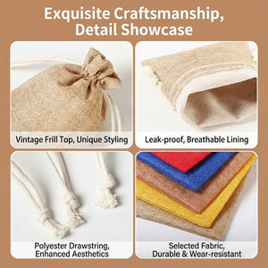 Sacs <span class=keywords><strong>de</strong></span> rangement en tissu <span class=keywords><strong>de</strong></span> coton <span class=keywords><strong>de</strong></span> haute qualité pour femmes, sacs d'emballage <span class=keywords><strong>de</strong></span> bijoux luxueux, petite pochette en lin avec cordon <span class=keywords><strong>de</strong></span> serrage et logos - Product Image 5