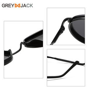 Lunettes de soleil rondes Greyjack pour hommes, monture en métal, verres polarisés UV400 TAC, couleur noire, style rétro - Product Image 4