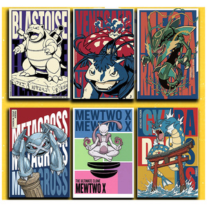 YQ Promotion Exceptionnelle : Tableau d'Art Rétro Pokémon, Style Classique, Personnages Mignons Pikachu et Eevee, Anime Populaire - Product Image 4