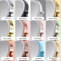Miroir de maquillage de bureau personnalisé avec logo, cadre métallique éclairé, double face, LED 3 couleurs, grossissement 3x, rechargeable par USB, OEM ODM
