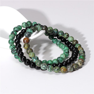 ชุดสร้อยข้อมือลูกปัดหินลาวาธรรมชาติแบบยืดได้ขนาด6มม. Y2K - Product Image 6