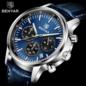BENYAR 5213 Orologio da Uomo al Quarzo con Calendario, Semplice, Alla Moda, Impermeabile, in Pelle, Multifunzione, Luminoso, Casual, da Business - Product Image 3