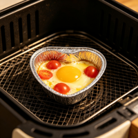 Barquettes jetables en aluminium en forme de cœur argentées pour œufs, résistantes aux hautes températures, pour cuisson au four