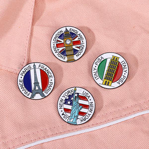 Offres Spéciales ville signe broche broches Statue de la liberté tour penchée de Pise Big Ben tour Eiffel alliage broche sac vêtements épinglette - Product Image 3